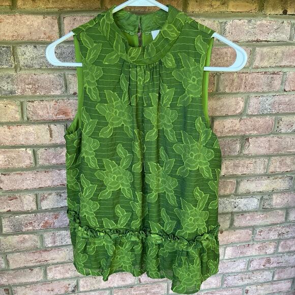 Maeve Tops - Anthropologie Maeve Savannah Swing Floral Lime Green Blouse Size 6